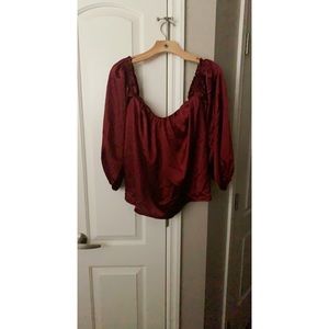 Wine red satin blouse